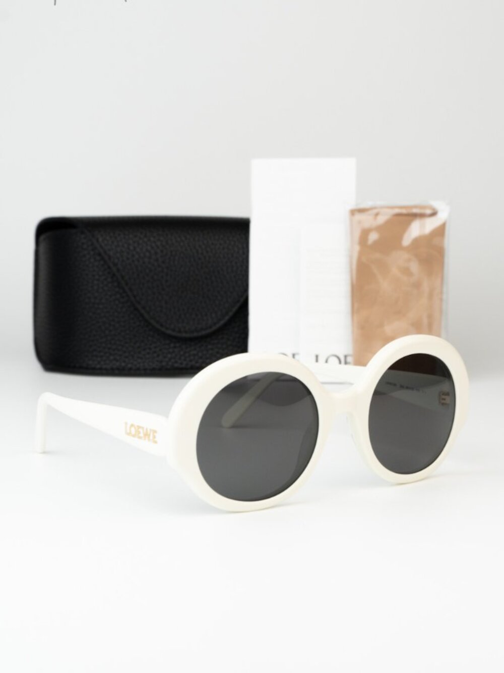 Loewe Women Sunglasses Ivory Smoke Round LW40135I 25A NEW AUTHENTIC